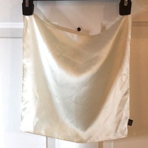 Set of 2 Vintage 100% Silk Neckerchief Scarves in Cream and Blue